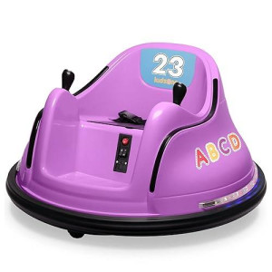 Kidzone 12V 2-Speeds Electric Ride On Bumper Car For Kids & Toddlers 1.5-5 Years Old, Diy Sticker Baby Bumping Toy Gifts W/Remote Control, Led Lights, Bluetooth & 360 Degree Spin, Astm Certified