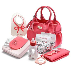 Litti Pritti Baby Doll Accessories - Diaper Bag Set - Premier Playtime Playset For Baby Dolls - Baby Doll Diapers, Magic Bottle, Wipes & More - Toy For 3 4 5 6 7 8 Year Old - Gifts For Toddler Girls