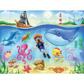 Homeworthy (100 Pieces) Kids Jigsaw Puzzles - Durable Toddler Puzzles For Kids Ages 4-8 - Sealife Ocean Scene With Thick Puzzle Pieces And Sturdy Box