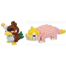 Nanoblocks - 2 Set Bundle - Slowpoke (Yadon In Japan) And Galarian Farfetch'D (Galar Kamonegi In Japan) - Adjustable Pokemon Characters (Japan Import)