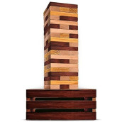 Swooc Games - Reclaimed Giant Tower Game 60 Large Blocks Genuine Jumbo Toppling Yard Backyard Games Set Storage Crate/Outdoor Table Starts Over 2.5Ft Big Max Height Of 5Ft