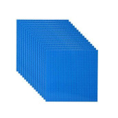 Lvhero Classic Baseplates Building Plates For Building Bricks 100% Compatible With All Major Brands-Baseplate, 10" X 10", Pack Of 16 (Blue)
