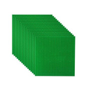 Lvhero Classic Baseplates Building Plates For Building Bricks 100% Compatible With All Major Brands-Baseplate, 10" X 10", Pack Of 16 (Green)