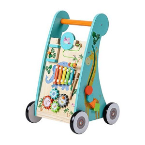 Teamson Kids Preschool Play Lab Wooden Baby Walker And Activity Station, Natural/Blue