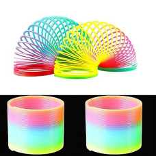 4E'S Novelty 2 Pc 3" Glow In The Dark Coil Spring Toy [2 Pack] Large Magic Spring Toy For Kids - Great Gift For Boys & Girls, Sensory Fidget Toy, Stocking Stuffers