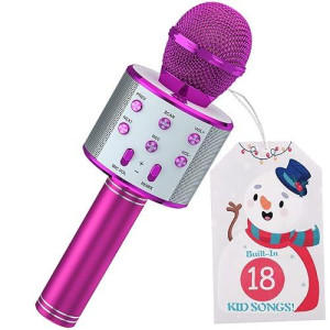 YOHIA Portable Handheld Karaoke Microphone for Kids, Hot Toy gifts for girls Teens, Wireless Bluetooth Mic for AndroidiPhoneiPad (Purple)