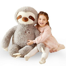 Ikasa Large Sloth Stuffed Animal Plush Bradypode Toy For Children (Gray, 30 Inches)