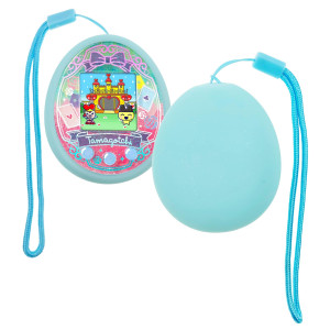 Xcivi Silicone Cover And Lanyard For Tamagotchi On/ Meets/ Mitsu/ M!X/4U/M.X Virtual Interactive Pet Game Machine, Updated Version Without Cat Ears (Blue)