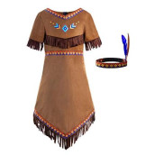 Relibeauty Girls Native Costume Kids Dress Outfit,8/140