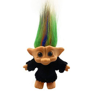 Lucky Troll Dolls,Cute Vintage Troll Dolls Chromatic Adorable For Collections, School Project, Arts And Crafts, Party Favors With Wool Clothes. (Black)