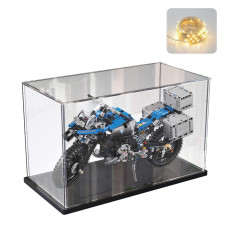 Thickened Clear Acrylic Display Case With Wood-Plastic Base For Lego Ducati Motorcycle 42107 Collectibles Figures Transparent Box, Black Inside 15.7X7.9X9.8In