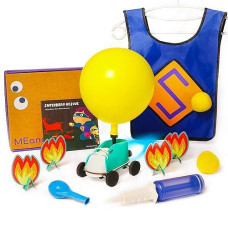 Meandmine Muscle Lab - Science Kit - Balloon Powered Car Racer & Stem Car Building Set- Learn Muscle Contraction & Kinetic Energy - Stem Toys For Kids Ages 4-7