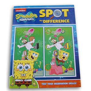 Activity Books Spot The Difference Book Game For Kids - 22 Puzzles With Answer Key (Spongebob Squarepants)