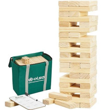 Olsa Giant Tumble Tower, 60 Pcs Wooden Block Stacking Yard Games With Carrying Bag, Classic Indoor & Outdoor Games For Kids Adults Family (Stack From 2.2 Ft To 5 Ft)