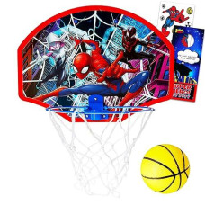 Comic Premium Spiderman Basketball Hoop Spiderman Activity Set - Spiderman Toys Bundle With Spiderman Basketball Goal, Spiderman Stickers, And Superhero Door Hanger