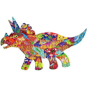 Puzzles For Kids Ages 4-8, 8-10 And Adults Triceratops Dinosaurs 150 Pieces Animal Shaped Jigsaw Puzzles Toys For Kids 5 6 7 8 12 Boys Girls Birthday