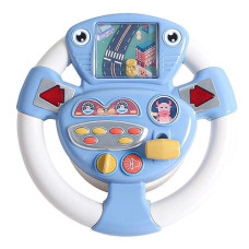 Doxiglobal Steering Wheel Toy For Car Seat Kids Simulator Driving Wheel Toys Racing Game With Light And Music Portable Pretend Play Learning Educational Toys For Boys Girls Kids 3+ Blue
