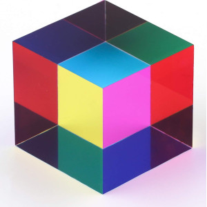 Zhuochimall Cmy Color Cube, 16 Inch (40Mm) Cmycube Acrylic Prism For Home Or Office Desktop Decoration, Science Learning Toys Educational Gifts For Kids