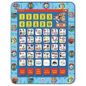 Lexibook Paw Patrol Educational Bilingual Interactive Tablet, Toy To Learn Alphabet Letters Numbers Words Spelling And Music, English/French Languages, Blue, Jcpad002Pai1