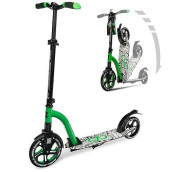 Crazy Skates Foldable Kick Scooter - Kick Scooters For Adults, Teens And Kids With Carrying Strap - Fast Folding, Adjustable Handlebars And Lightweight - New York City Scooter (Nyc) - Green