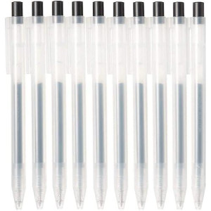 Muji Smooth Gel Ink Ballpoint Pen Knock Type 10-Pieces Set, 0.5 Mm Nib Size, Black