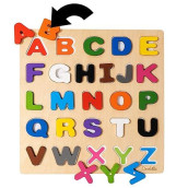 Magnetic Wooden Educational Abc Puzzle - Learn Alphabet & Color Recognition Toy - Toddler Preschool Game - Kids Montessori Education�