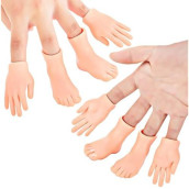 Dr Dingus Finger Hand & Feet Puppets - 4 Hands, 4 Feet, 4 Handles - Premium Rubber Little Tiny Finger Hands - Fun And Realistic Design - Ideal Gag Present