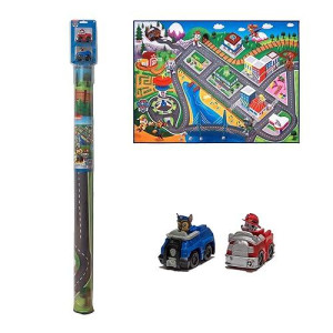 Gertmenian Nickelodeon Paw Patrol Town Tower Interactive Rug Includes 2X Cars Feat. Chase And Marshall Suitable For Classroom, Nursery, Bedroom, Or Play Area 40X54In Medium, 32500
