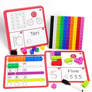 Gamenote Math Cubes Manipulatives With Activity Cards - Number Counting Blocks Toys Snap Linking Cube Math Counters For Kids Kindergarten Learning Activities