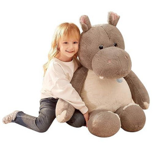 Ikasa Giant Hippo Stuffed Animal - 30" Jumbo Plush Toy, Soft & Cute For Kids, Boys & Girls (Gray)