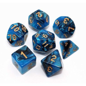 Creebuy Blue Mix Black Dice Dnd Polyhedral Dice Set For Dungeon And Dragons D&D Rpg Role Playing Games 7-Die Set