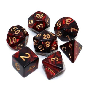 Creebuy Dnd Dice Set Red Black Rpg Dice For Dungeon And Dragons D&D Mtg 7-Die Polyhedral Dice