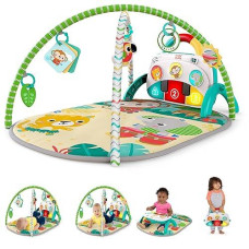 Bright Starts 4-In-1 Groovin� Kicks Piano Gym, Tummy Time Play Mat & Activity Baby Toys, Green - Tropical Safari, Newborn To Toddler
