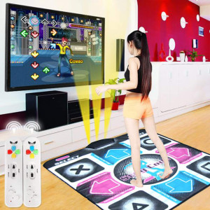 Wakeu Single Person Dance Mat For Kids Boys & Girls, Hd Wireless Single Hand Dance 58 Games & Aux Music,Non-Slip+2 Remote Controller,Multi-Function Games&Levels,Sense Game For Pc Tv (B)