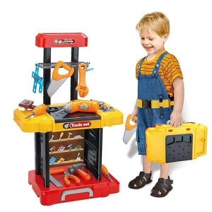 Kids Tool Bench With Electric Drill Toddler Workbench Tools Set For Kids Pretend Play Learning Toy Tool Set, Indoor & Outdoor Toys For 2 Year Old Boys Gift