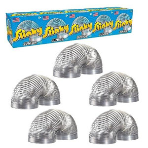 Slinky Jr the Original Walking Spring Toy, 5-pack Small Metal Slinkys, Kids Toys for Ages 5 Up by Just Play