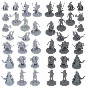 Path Gaming 40 Fantasy Tabletop Miniatures For Dungeons And Dragons . 28Mm Scaled 10 Unique Designs, Bulk Unpainted