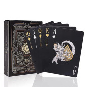 Wjpc Easy Shuffling Plastic Waterproof Playing Cards,Cool Black Dragon Poker Cards For Game And Party, Deck Of Cards(Dragon
