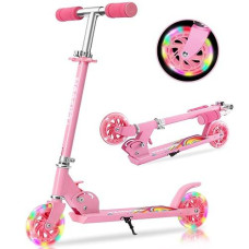 Tenboom Scooter Toys For Kids Ages 6-12/3-5, Light Up Wheels Christmas Birthday Gifts For Girls Boys, Easy Folding Kids Scooter With 3 Levels Adjustable Handlebar