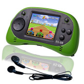 Easegmer 16 Bit Kids Handheld Games Built-In 220 Hd Video Games, 2.5 Inch Portable Game Player With Headphones - Best Travel Electronic Toys Gifts For Toddlers Age 3-10 Years Old Children (Green)