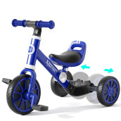 Xjd 3 In 1 Kids Tricycles For 1-3 Years Old Kid Trike Toddler Bike Boy Girl Trikes For Toddler Tricycle Baby Bike Infant Trike With Adjustable Seat Height And Removable Pedal,Classic Blue