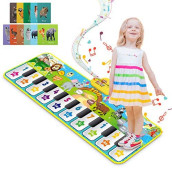 Renfox Baby Musical Mats With 42 Music Sounds, Kid Floor Piano Keyboard Dance Mat Animal Blanket Touch Playmat, Early Education Toys Gift For 1 2 3 + Years Old Toddlers Boys Girls