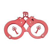 Hualixuan Metal Play Handcuffs, Hand Cuffs Police, Toy Handcuffs For Kids (Red)