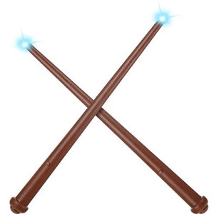 Gejoy Weewooday 2 Piece Light Up Wand Magic Princess Wands Light Sound Toy Cosplay Props For Kids(Dark Brown)