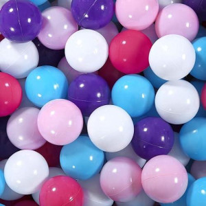 Starbolo Ball Pit Balls - 100Pcs Plastic Play Pit Balls Crawl Balls With 5 Bright Colors Phthalate Free Bpa Free Non-Toxic Crush Proof Play Balls Play Tent Pool (Purple/Pink/White/Blue/Rose)