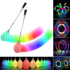 Poitoi Led Poi Balls-2021 Upgraded Soft Spinning Glow Poi For Beginner Kids And Professional Rainbow Fade And High Strobe Spinning Led Glow Toy Light Up Balls 1X Pair Glow Poi Balls