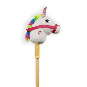 Ponyland: White Unicorn Stick Horse, Sound Effects That Make The Unicorn Come To Life, Sturdy 2 Piece Stick That Screws Together, For Ages 3 And Up