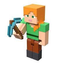 Minecraft Alex 3.25" Scale Video Game Authentic Action Figure With Accessory And Craft-A-Block