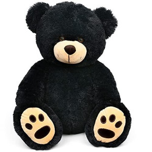 Lotfancy Teddy Bear Stuffed Animals, 20 Inch Soft Cuddly Plush Black Bear, Cute Toy With Footprints, Gift For Kids Baby Toddlers On Baby Shower, Birthday, Christmas, Valentine'S Day