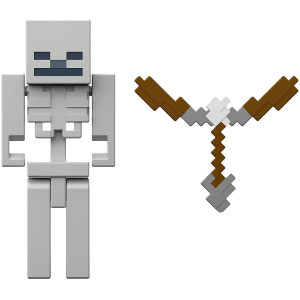 Mattel Minecraft Skeleton 3.25" Scale Video Game Authentic Action Figure With Accessory And Craft-A-Block